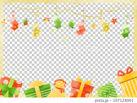 クリスマスのかわいいフレームイラスト 107128001