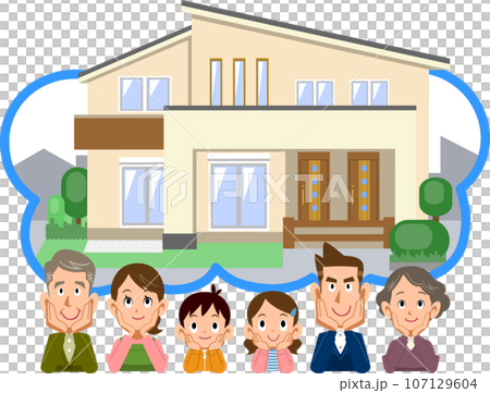 新しい二世帯住宅を想像する家族 107129604