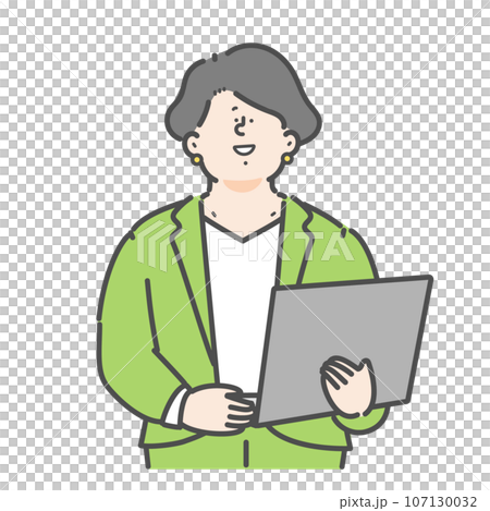 有電腦的女性商務人士的插圖 107130032