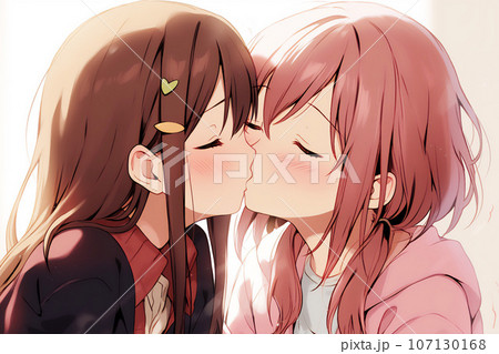 キスする少女たち [AI生成画像] 107130168