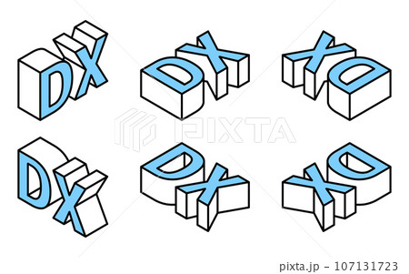 DXのシンプルな3D、立体文字セット 107131723