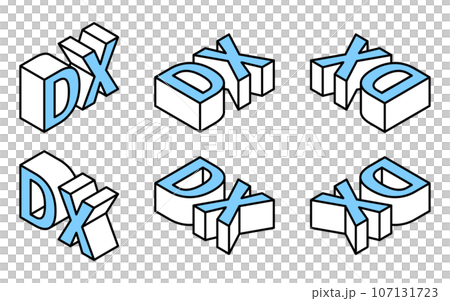 DXのシンプルな3D、立体文字セット 107131723