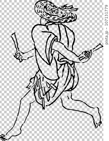 Rear view of a man running happily Rear view of a man running happily 107131779