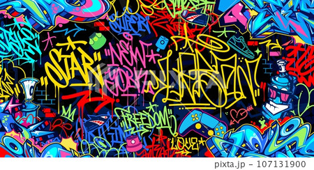 Dark Abstract Urban Style Hiphop Graffiti...のイラスト素材