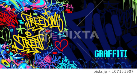 Trendy Dark Abstract Urban Style Hiphop Graffiti Street Art Vector Illustration Background Template Trendy Dark Abstract Urban Style Hiphop Graffiti Street Art Vector Illustration Background Template 107131907