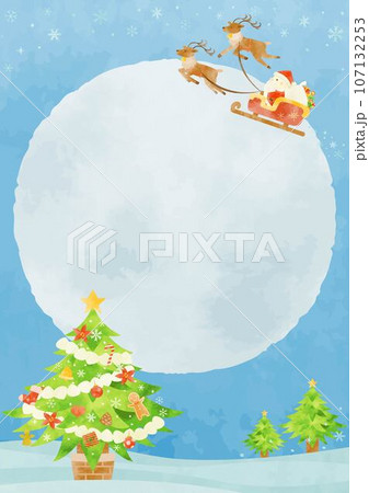 ソリに乗ったサンタクロースと大きな満月の風景 ソリに乗ったサンタクロースと大きな満月の風景 107132253