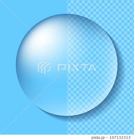 水滴をイメージした透明な球体（背景が透けて見える）ベクターイラスト 107132313