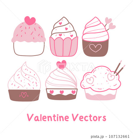 vector set of valentine cupcake 107132661