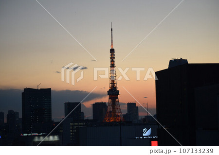 銀座からの一景 夕焼けの東京タワー 銀座からの一景 夕焼けの東京タワー 107133239