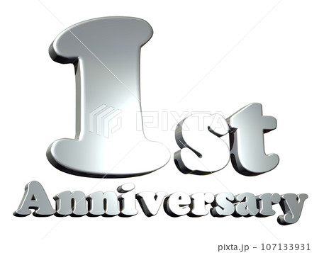 3DCG文字「1st Anniversary/1周年」シルバー,銀 107133931