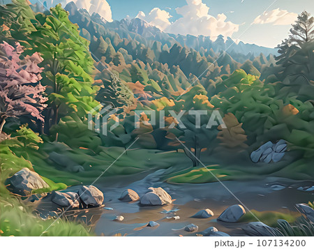 綺麗な川の風景 107134200