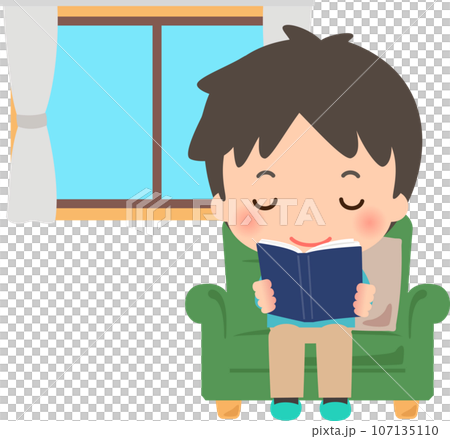 man sitting on sofa reading man sitting on sofa reading 107135110