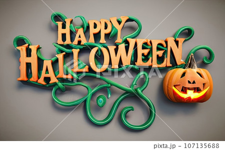 Halloween text shape like pumpkin  107135688