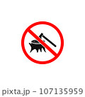 Stop Deforestation Icon. With Ben, Axe and Tree Root Symbols. Editable Flat Vector Illustration. 107135959
