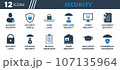 Security Icon Set. Collection of User Lock, Shield, Employee, Cyber, Financial, Education, Home, Account Safety, Medical Insurance and More Icons. Editable Flat Vector Illustration. 107135964
