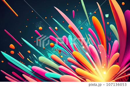 Abstract colored firework background Abstract colored firework background 107136053
