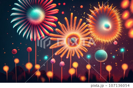Abstract colored firework background 107136054