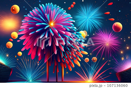 Abstract colored firework background 107136060