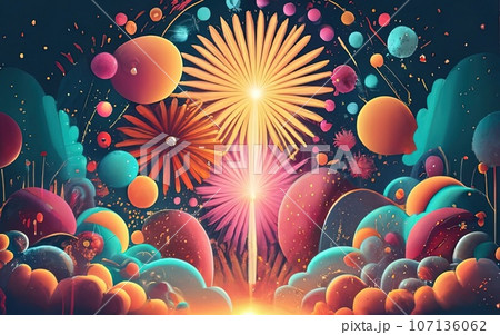 Abstract colored firework background 107136062