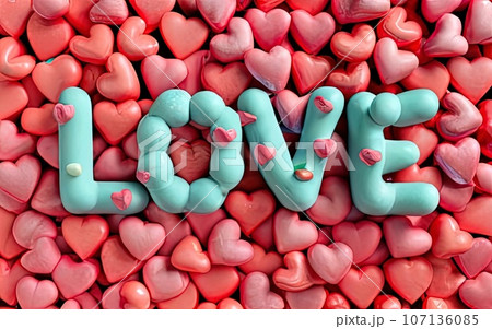 Love text with red heart Love text with red heart 107136085