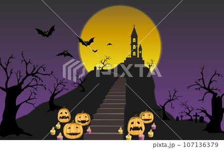 ロウソクに照らされるジャックオランタン 107136379