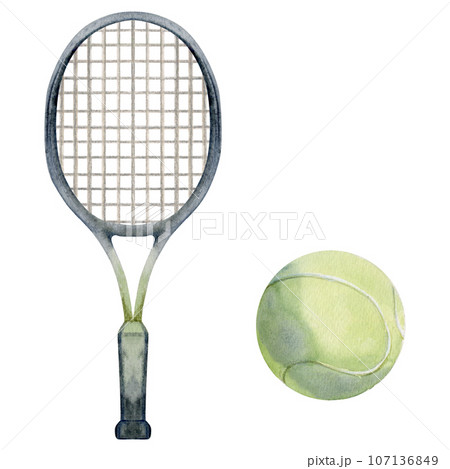 Hand drawn watercolor sports gear equipment. Illustration isolated single object on white background. Design for poster, print, website, card, shop 107136849