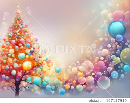 Colorful bubbles christmas tree theme 107137919