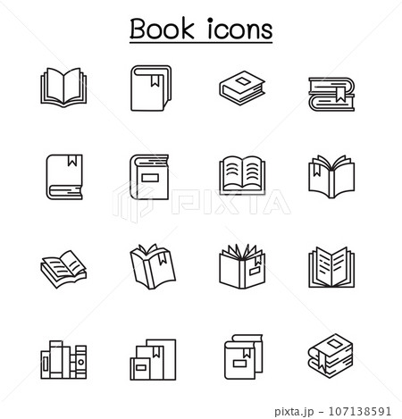 Book icon set in thin line style.editable line,editable stroke 107138591