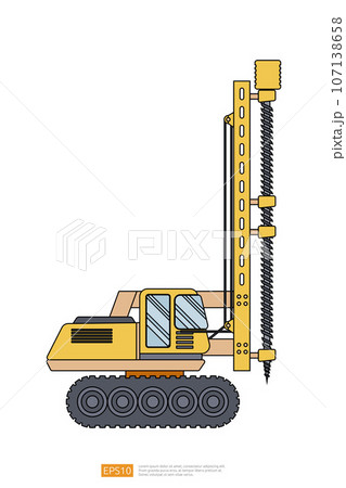 yellow Track Drilling Machine on white background. big heavy machinery equipment vehicle. Drilling Tractor flat construction and mining Industry car. Coloring Page Book Cartoon Isolated for Kids yellow Track Drilling Machine on white background. big heavy machinery equipment vehicle. Drilling Tractor flat construction and mining Industry car. Coloring Page Book Cartoon Isolated for Kids 107138658