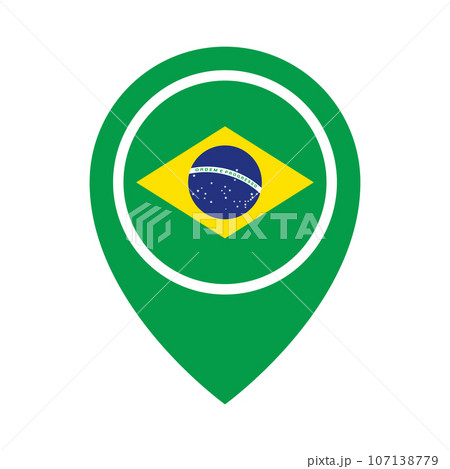 ブラジルのマップピンアイコン。ブラジルの位置情報。ベクター。 107138779