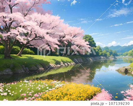 アニメ背景_日本の田舎の春_01 アニメ背景_日本の田舎の春_01 107139230