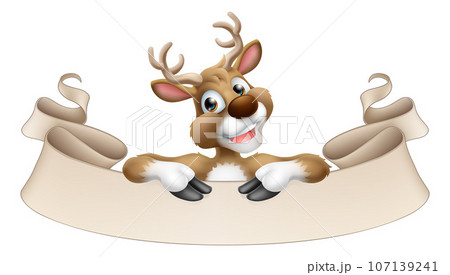 Santa Claus Father Christmas Reindeer Scroll Sign Santa Claus Father Christmas Reindeer Scroll Sign 107139241