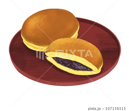 和菓子のイラスト　どらやき　どら焼き 107139313