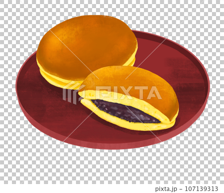 和菓子のイラスト　どらやき　どら焼き 107139313