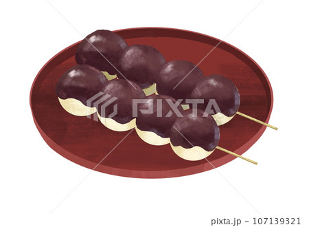 和菓子のイラスト 串団子 あんこ あん団子 和菓子のイラスト 串団子 あんこ あん団子 107139321