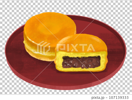Illustration of Japanese sweets, large-sized grill, Imagawayaki, conveyor belt grill 107139333