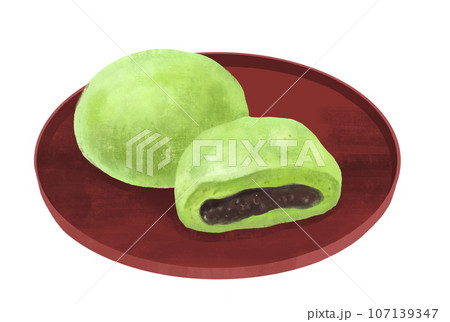 和菓子のイラスト　よもぎ餅 107139347