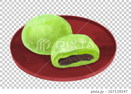 和菓子のイラスト　よもぎ餅 107139347