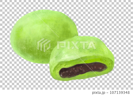 Japanese sweets illustration mugwort mochi 107139348