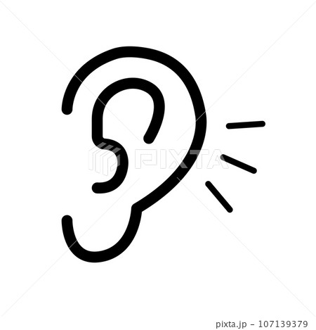 音を感知する耳のアイコン。ベクター。 音を感知する耳のアイコン。ベクター。 107139379