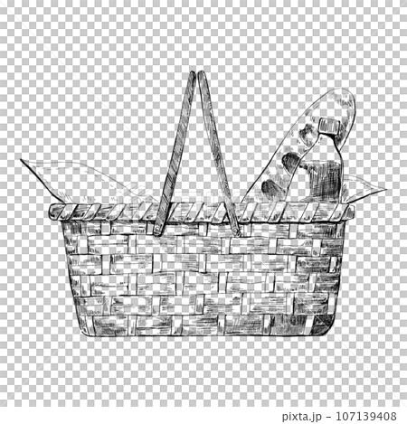 籃子的古董素描 籃子的古董素描 107139408