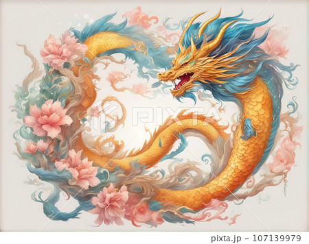 japanese dragon zodiac illustration japanese dragon zodiac illustration 107139979