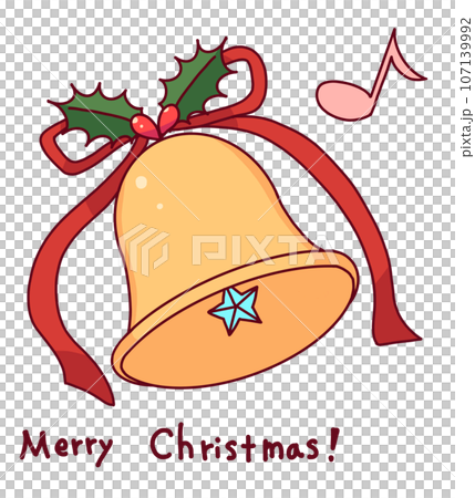 音符とリボンがついたクリスマスベルのイラスト(文字有り) 音符とリボンがついたクリスマスベルのイラスト(文字有り) 107139992