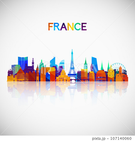 France skyline silhouette in colorful geometric style. France skyline silhouette in colorful geometric style. 107140060