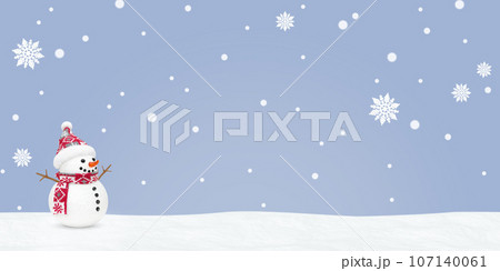 雪だるま イラスト リアル クリスマス 背景 107140061