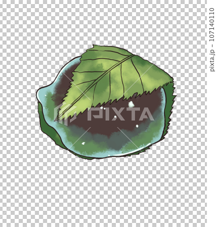 葉に包まれた葛餅の絵 葉に包まれた葛餅の絵 107140110