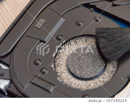 cleaning the cooler with a brush, close-up cleaning the cooler with a brush, close-up 107140224