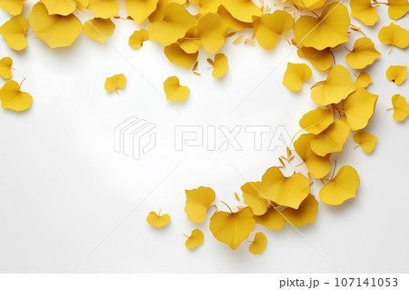 Frame of yellowed ginkgo leaves (3D) - Stock Illustration