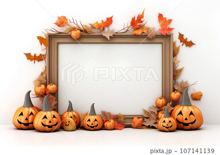 ハロウィンのフレーム（3D） 107141139