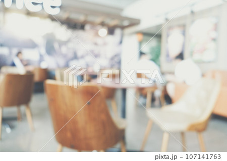 Abstract blurred indoor coffe shop in supermarket vintage blurred 107141763